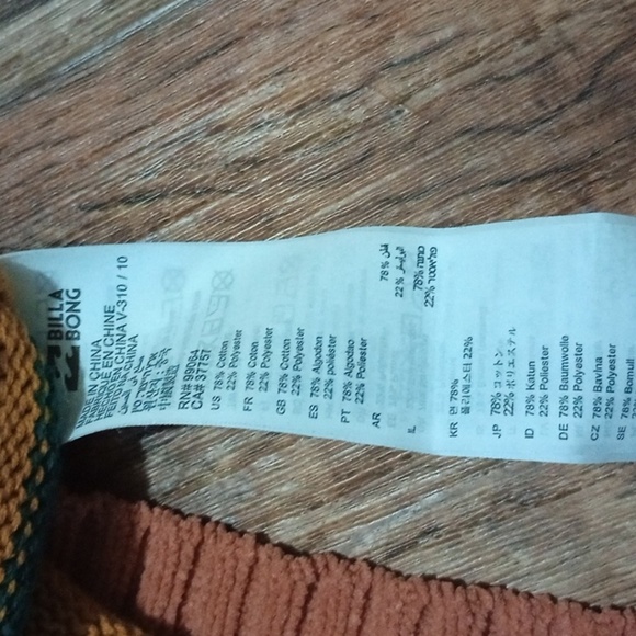 Billabong Multicolor Striped Vintage V-Neck Sweater Size Small - Picture 3 of 4